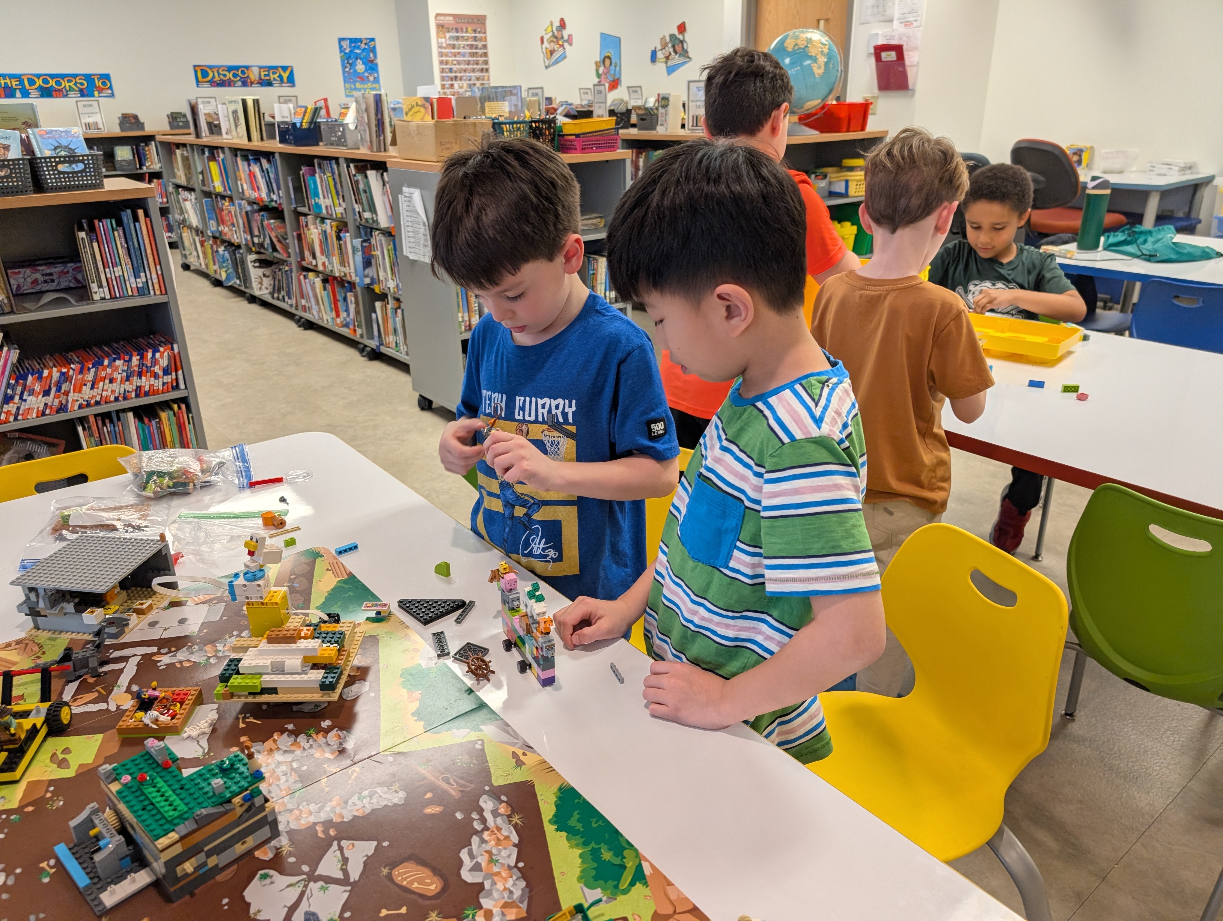 Students working on a LEGO model